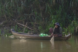 Local woman working on the river