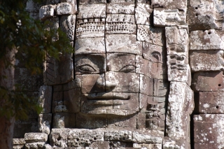 The friendly face of Cambodia, written in stone