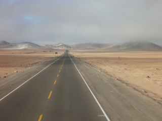 The road to Chile runs through the driest sand desert on earth, the Atacama