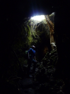 Exploring the lava caves on the island