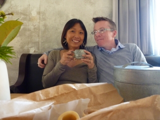 A very happy couple of diners after their meal at Noma