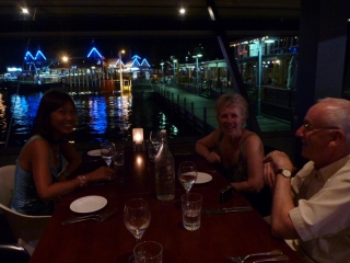Ready for eats at the Mussel Bar overlooking Fremantle's fishing harbour