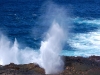 At the back of the island is a blowhole, where the waves make water shoot up twenty feet above the rocks
