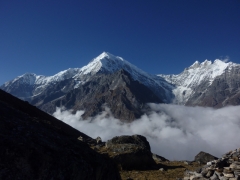 The Langtang range, with clouds rising