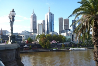 Melbourne, seen across the rather chocolately Yarra river