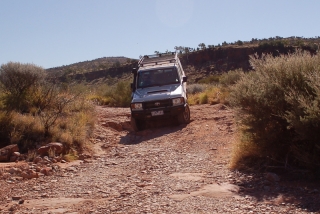 Rolling over rocks in our 4WD