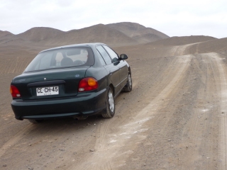 Our latest rental, ready to tackle the dirt roads and empty wilderness of the altiplano