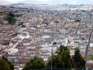 Looking down on old colonial Quito from the Virgin's hill