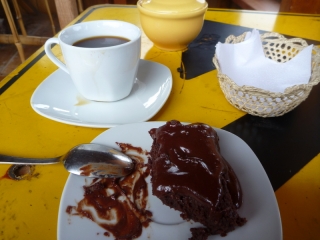 Best food in Ecuador - brownies and coffee, both created out of the raw beans from just down the road