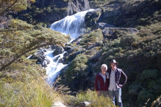 The Routeburn Falls, mum and I