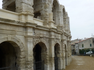 Arles amphitheatre in the rain