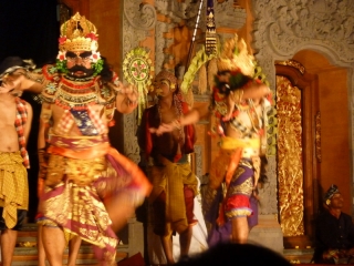 The mighty giants Sundara and Upsundara, dancing across the stage